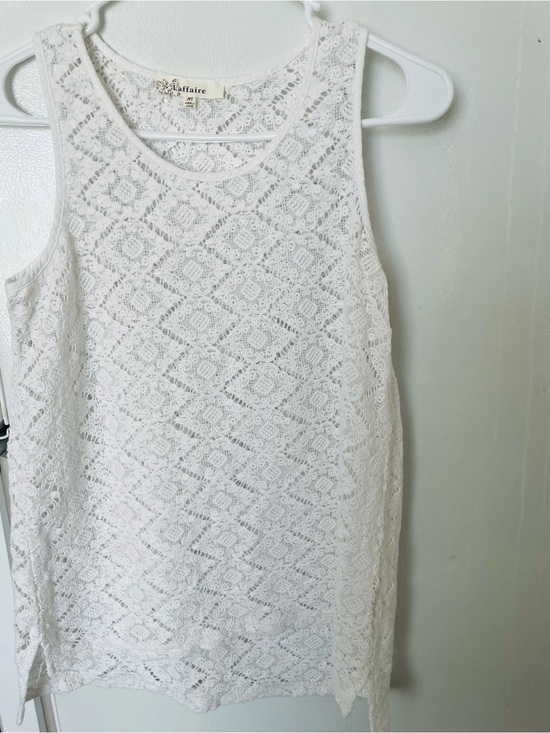 Laffaire Tops - Women's White Lace Sleeveless Tank by